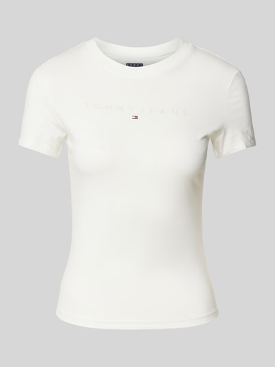 Tommy Jeans T-shirt met geribde ronde hals Ecru - 2