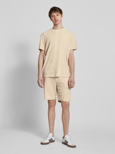 Only & Sons T-shirt met geribde ronde hals, model 'HELLAS' Beige - 1