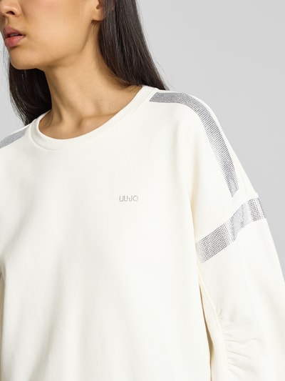 LIU JO SPORT Sweatshirt mit Strasssteinbesatz Offwhite 3