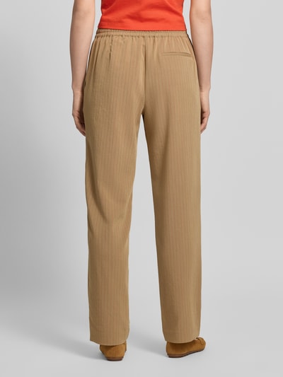 Essentiel Antwerp Wide leg stoffen broek van viscosemix model 'JINOU' Middenbruin - 5