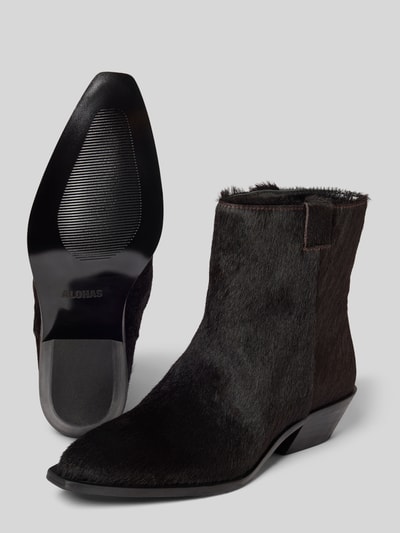 ALOHAS Sztyblety ze skóry naturalnej z obszyciem ze sztucznego futra model ‘Syd’ Ciemnobrązowy 4