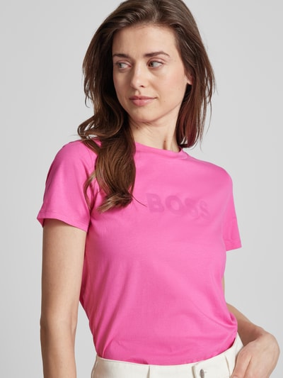BOSS Orange T-shirt met labelprint, model 'Elogo' Felroze - 3