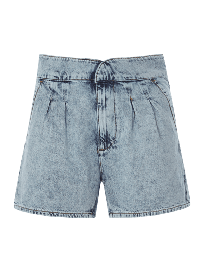 Review High Waist Jeansshorts mit Kellerfalten Jeansblau 1