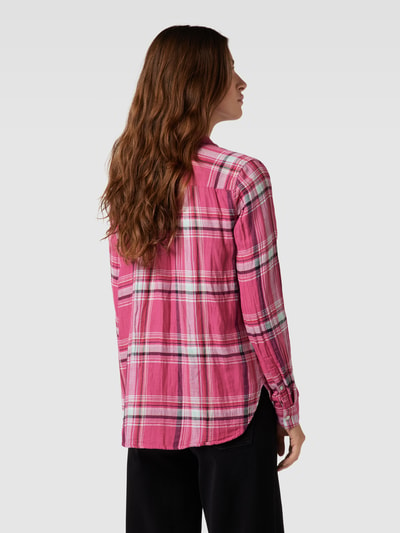 Montego Overhemdblouse met tartanruit en borstzak Fuchsia - 5