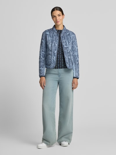Marc Cain Longsleeve mit Label-Print Rauchblau 1