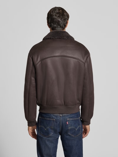 Armani Exchange Bluzon ze skóropodobnego materiału z dwukierunkowym zamkiem błyskawicznym Ciemnobrązowy 5