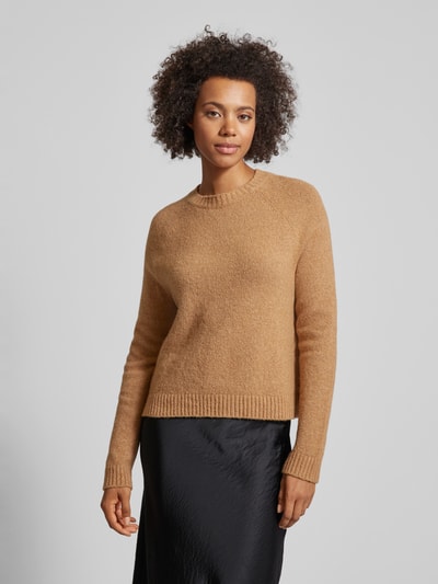 BOSS Strickpullover aus Alpaka-Mix mit Rundhalsausschnitt Camel 4