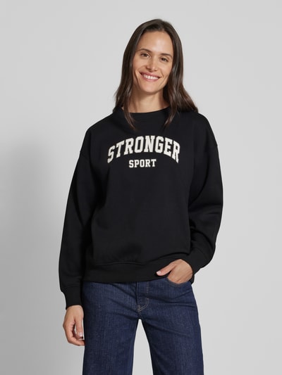 Stronger Bluza o kroju oversized z nadrukiem z logo Czarny 5