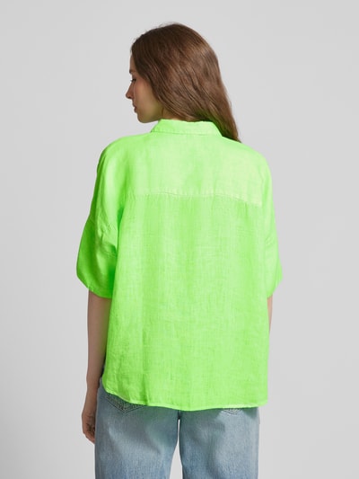 Emily Van den Bergh Linnen blouse in effen design Neon groen - 5