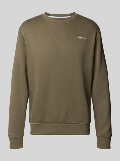 Pepe Jeans Regular fit sweatshirt van katoenmix, model 'MACBETH' Olijfgroen - 2