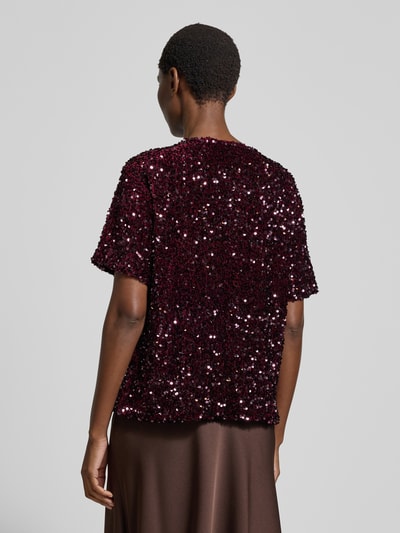 Vila Blouseshirt met pailletten, model 'FAITH' Prune - 5