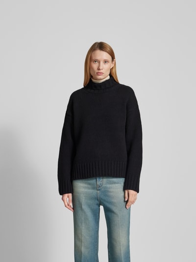 Closed Oversized Wollpullover in Strick-Optik Black 4