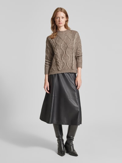 Vila Gebreide pullover met kabelpatroon, model 'TOYA' Taupe - 1