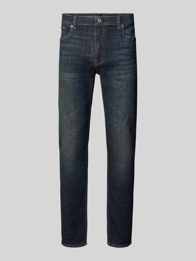 Produktfoto, Slim Fit Jeans aus Baumwoll-Mix Modell 'Zane' von HUGO, Herren Slim Fit Jeans von HUGO Blue in dunklem Blau, dezente Waschung, gerade Form, glatte Textur