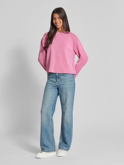 Rich & Royal Oversized Sweatshirt mit geripptem Rundhalsausschnitt Rosa 1