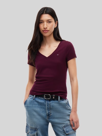 Tommy Jeans Slim Fit T-Shirt aus reiner Baumwolle Bordeaux 4