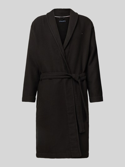 Tommy Hilfiger Regular Fit Bademantel aus reiner Baumwolle mit Waffelstruktur Black 1