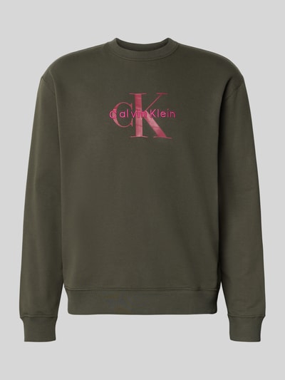 Calvin Klein Jeans Regular Fit Sweatshirt mit Logo-Print Modell 'Terry' Oliv 2