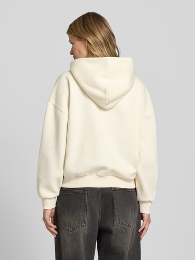 REVIEW Hoodie mit Label-Stitching und Känguru-Tasche Offwhite 5