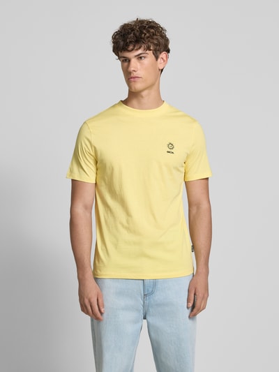 Blend T-Shirt mit Motiv- und Statement-Stitching Modell 'JANUS' GELB 4