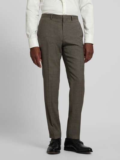 HUGO Slim fit pantalon met persplooien, model 'Hesten' Lichtbruin - 4