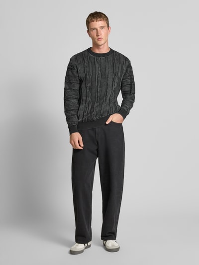 Redefined Rebel Gebreide pullover met structuurmotief, model 'Jamie' Zwart - 1