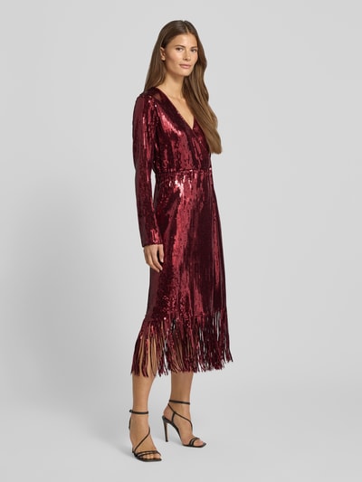 YAS Knielanges Cocktailkleid mit Pailletten Modell 'TIO' Bordeaux 1