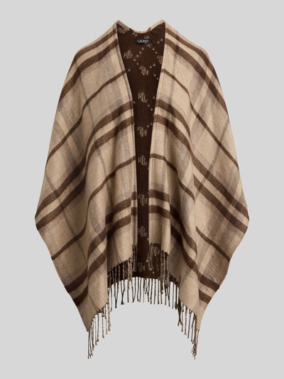 Lauren Ralph Lauren Poncho aus Wolle mit Fransenabschluss Taupe 2