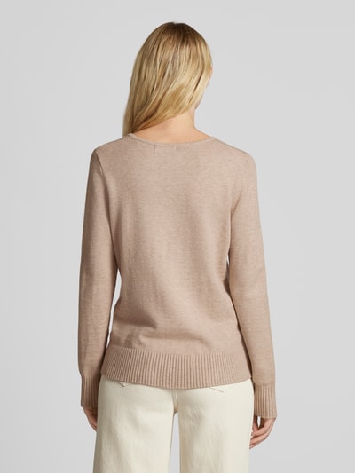 Christian Berg Woman Regular Fit Strickpullover mit V-Ausschnitt Metallic Beige Melange 5