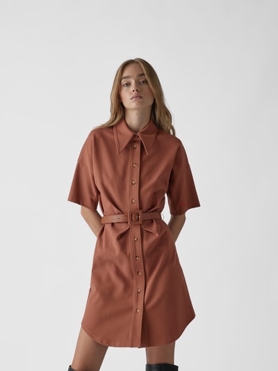 Victoria Victoria Beckham Hemdblusenkleid mit Taillengürtel Mittelbraun 4