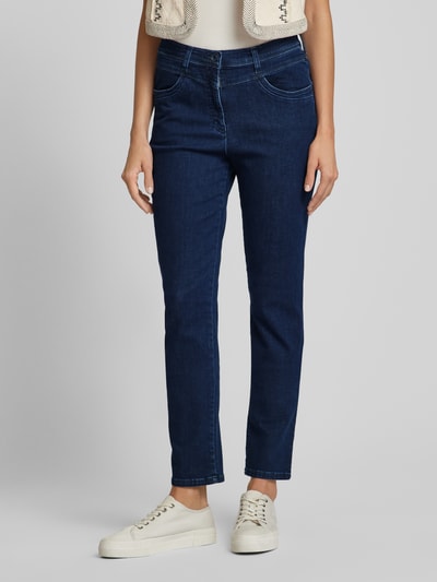 Raphaela By Brax Straight leg jeans met siernaden, model 'Laura' Donkerblauw - 4