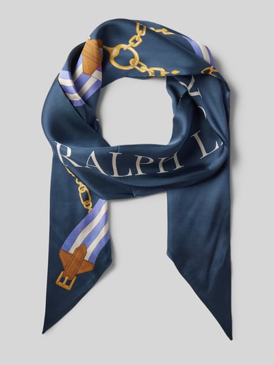 Lauren Ralph Lauren Zijden sjaal met labelprint Marineblauw - 1