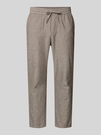 Produktfoto, Tapered Leinenhose aus Baumwoll-Leinen-Mix Modell 'LINUS' von Only & Sons, melierte Optik, Tunnelzug, seitliche Eingrifftaschen