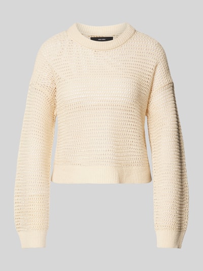 Vero Moda Comfort Fit Strickpullover aus Baumwoll-Mix Modell 'NEWMADERA' Offwhite 2