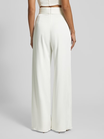 Luxuar Spodnie materiałowe z tasiemką w talii i wpuszczanymi kieszeniami Złamany biały 5