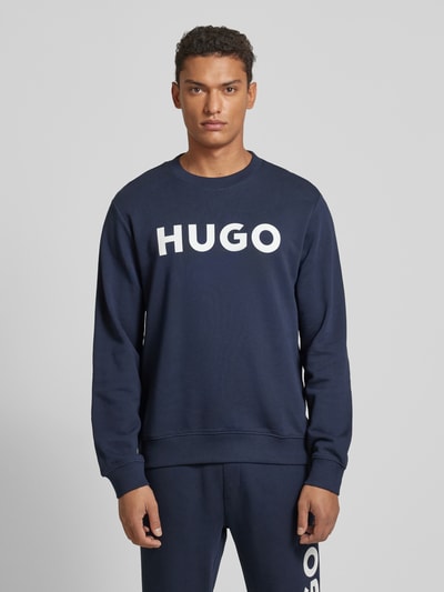 HUGO Sweatshirt mit Label-Detail Modell 'Dem' Marine 4