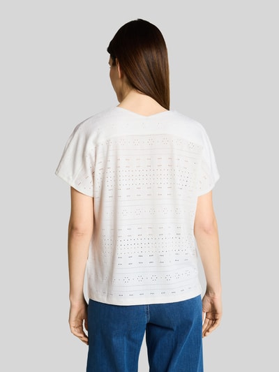 Tom Tailor Loose Fit T-Shirt mit Lochmuster Offwhite 5