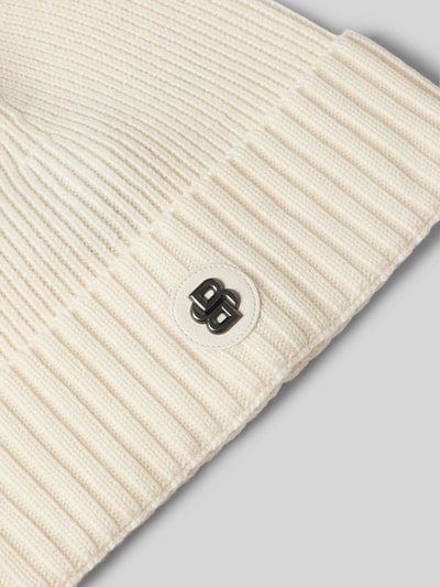 BOSS Beanie aus Schurwolle mit Label-Detail Modell 'Fati' Offwhite 2