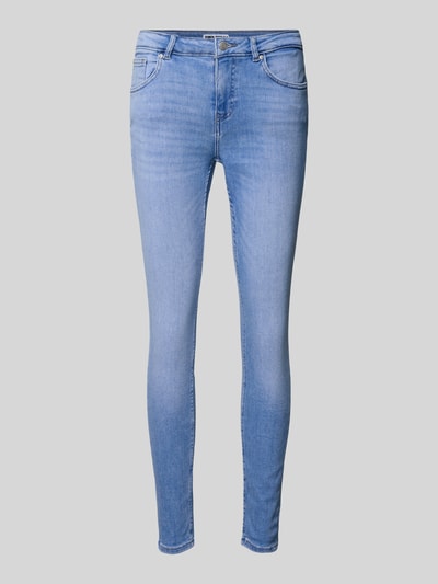 Produktfoto, Skinny Fit Jeans z 5 kieszeniami od Review, jasnoniebieska mieszanka bawełny ze stretchem, zapięcie na guzik i zamek błyskawiczny