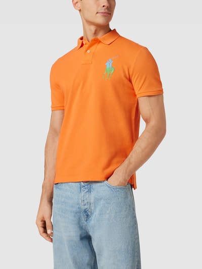 Polo Ralph Lauren Custom slim fit poloshirt met labelstitching Oranje - 4