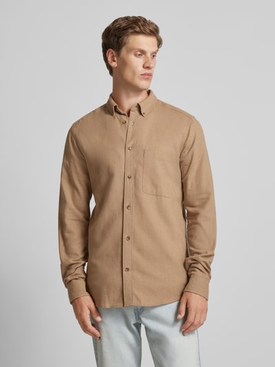 Only & Sons Slim fit vrijetijdsoverhemd met borstzak, model 'GUDMUND' Beige - 4