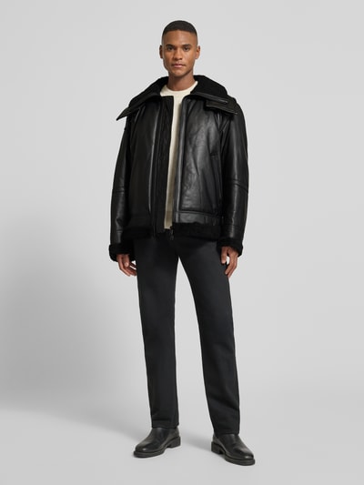 BOSS Orange Regular Fit Lederjacke aus echtem Lammleder Modell 'JOGLACI' Black 1