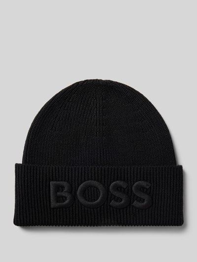 BOSS Czapka beanie z wyhaftowanym logo model ‘Afox’ Czarny 1