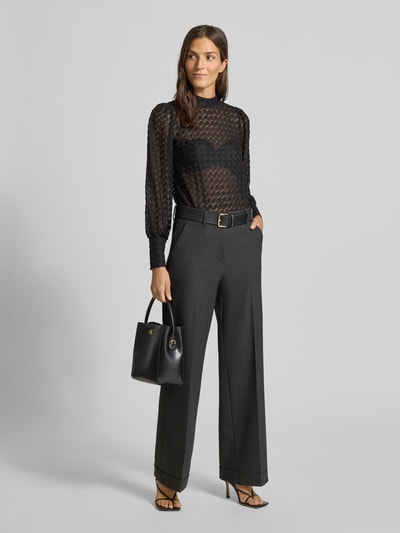 Vero Moda Bluzka koronkowa o kroju regular fit z półgolfem model ‘BECCA’ Czarny 1