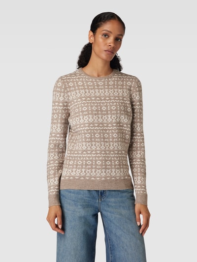 Montego Strickpullover mit Allover-Muster Taupe 4