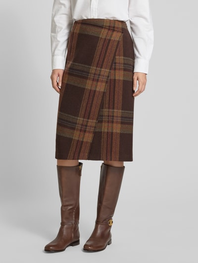 Polo Ralph Lauren Knielange rok van lanawolmix in wikkellook Middenbruin - 4