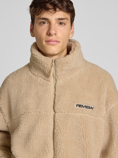 REVIEW Fleecejacke mit Stehkragen und Label-Detail Ecru 3