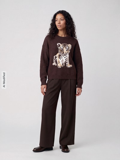 ONLY Pullover met tijgermotief-intarsia Chocoladebruin - 1