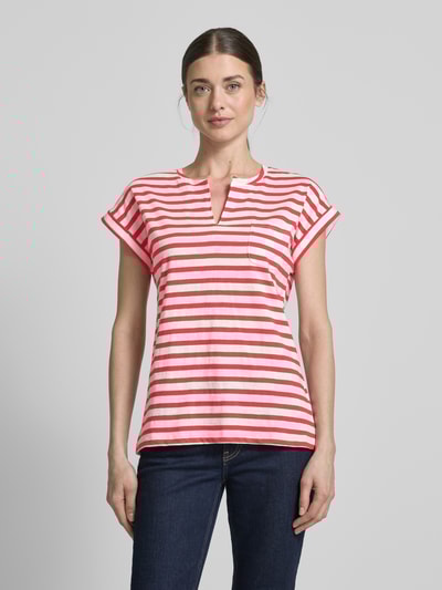 FREE/QUENT T-Shirt mit V-Ausschnitt Modell 'Viva' Rot 4