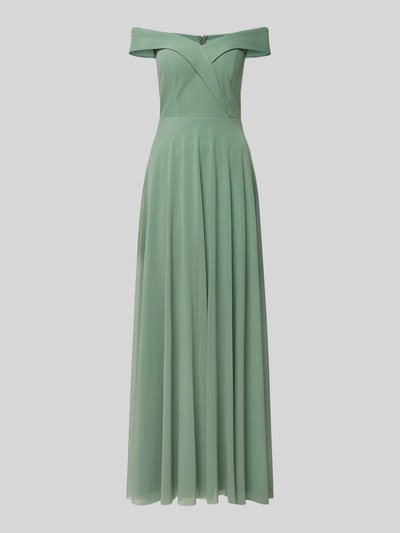 Produktfoto, Abendkleid im Off-Shoulder-Look von TROYDEN COLLECTION, zielony, długość maxi, A-linia, z tyłu suwak, długość tyłu w rozmiarze 36: 146 cm, szerokość w rozmiarze 36: 34 cm, gładka tekstura